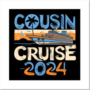 Funny Cousin Cruise 2024 Retro Family Matching Reunion Trip Posters and Art